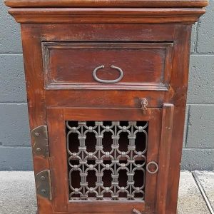 Bedside Table with Iron Detail
