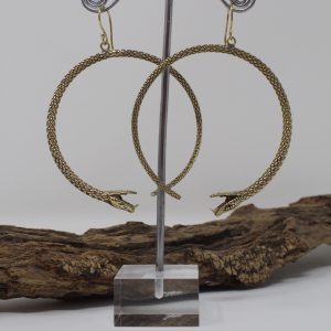 Brass Round Snake Earrings