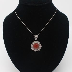 Carnelian Pendant with Silver Detail