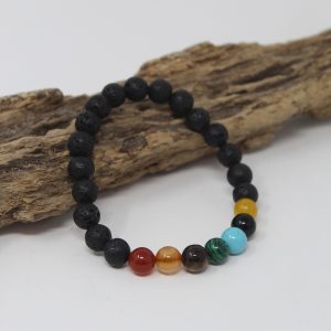 Chakra Mala Bracelet with Lava Beads