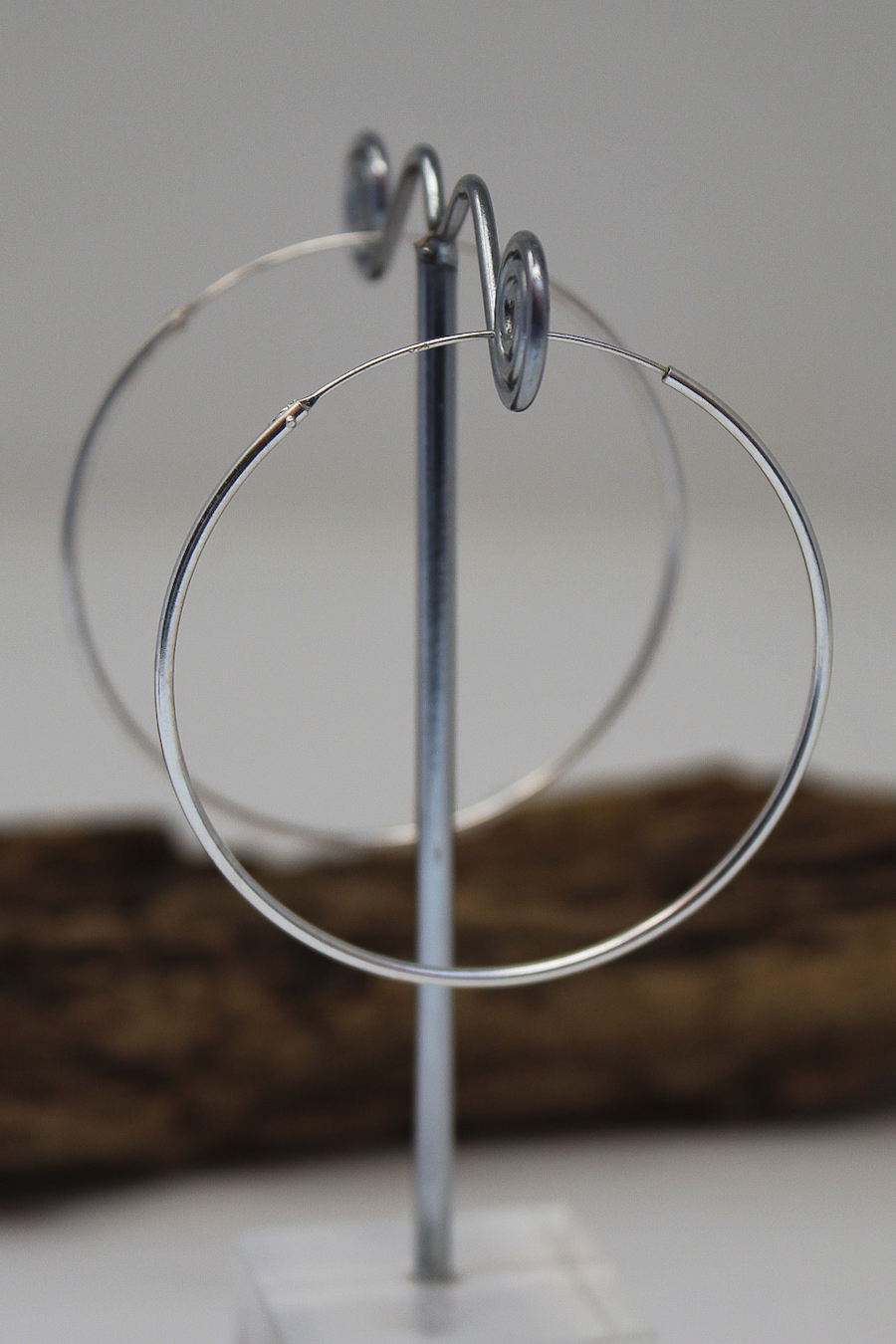 Large Silver Hoops (Thin) - Image 2